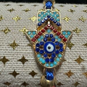 BLUE EVIL EYE HAMSA BRACELET ADJUSTABLE STRING